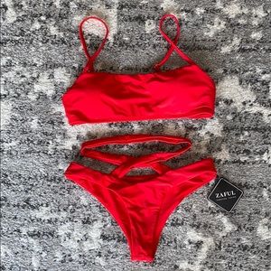 ZAFUL Spaghetti Strap Criss Cross Bikini